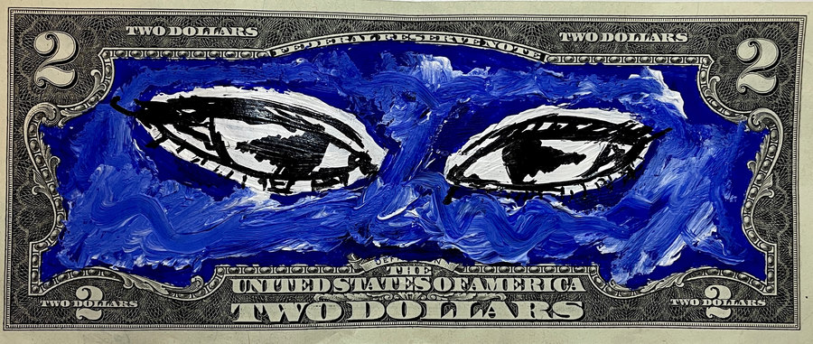 Work 009, Acrylic on bank note, 2024, by Matas