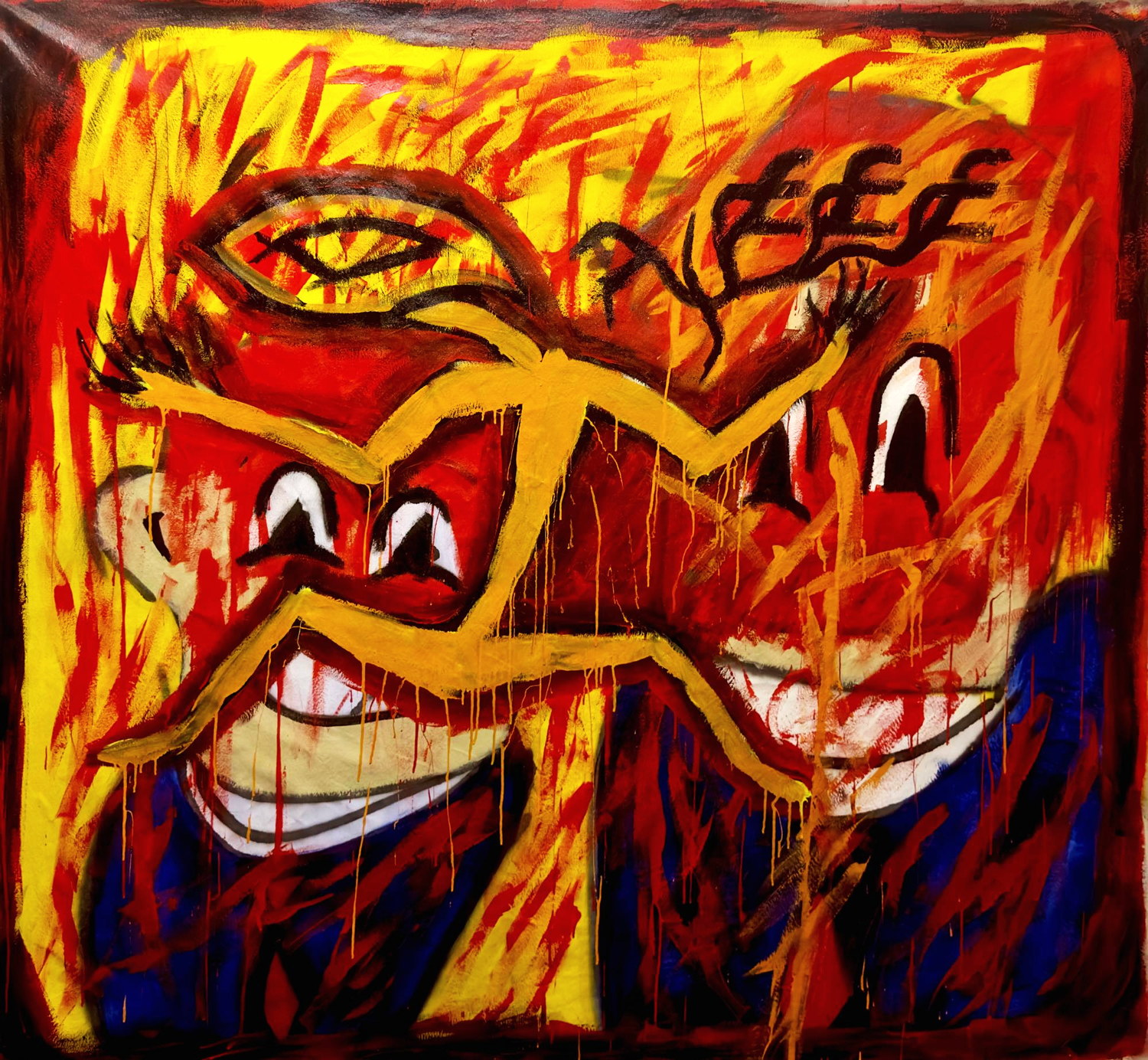 Work 017 by Matas, oil on canvas, 2026, 200 × 200 cm — Traces the dissolving of the self against a world that refuses to settle into sense.